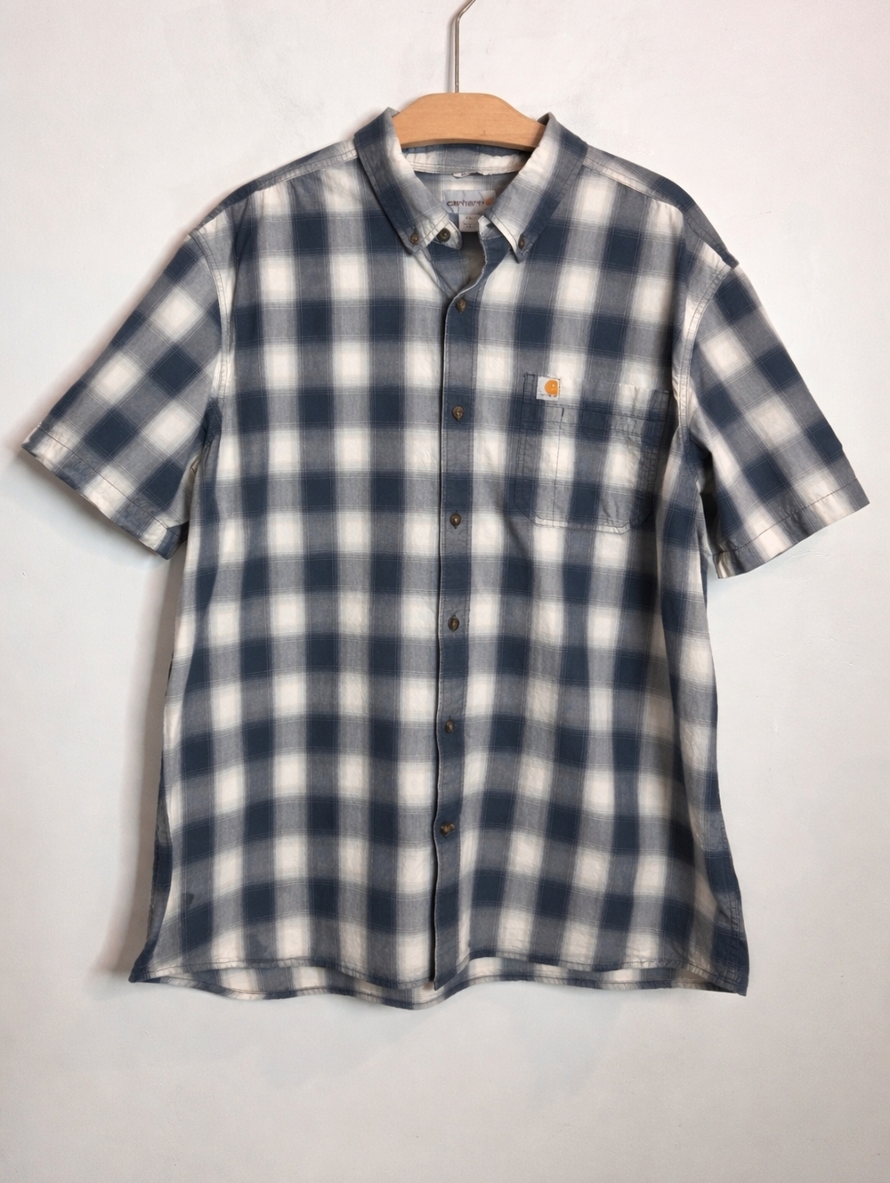Carhartt Plaid Button Down Shirt Men’s 2XL Relaxed Fit Short Sleeve Cotton